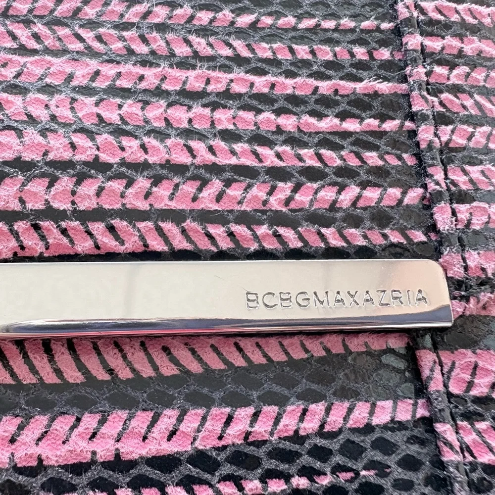 BCBGMaxazria Pink & Black Striped Clutch inside pockets with zipper. Very soft